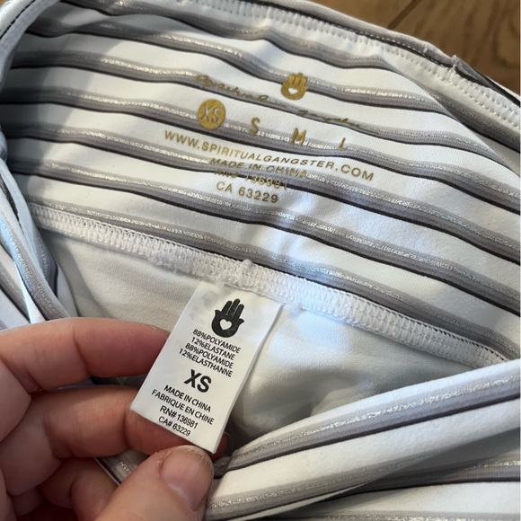 Spiritual Gangster Grey Metallic Stripe High Waist Leggings - Picture 11 of 12